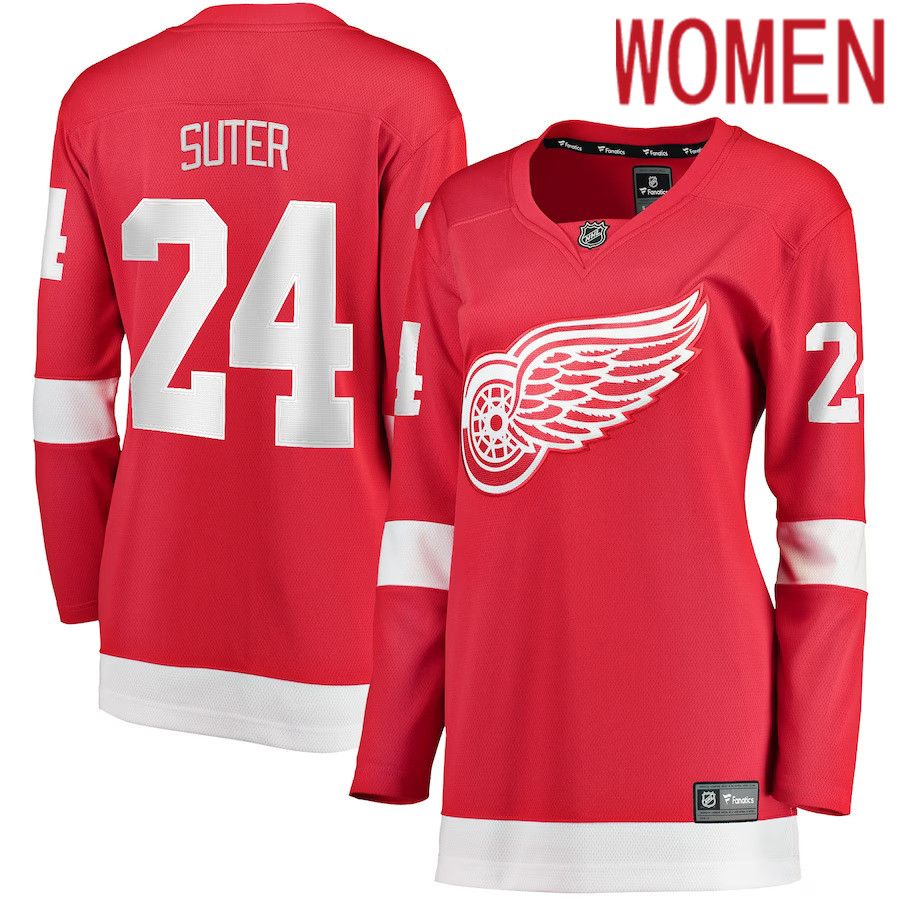 Women Detroit Red Wings #24 Pius Suter Fanatics Branded Red Home Breakaway Player NHL Jersey